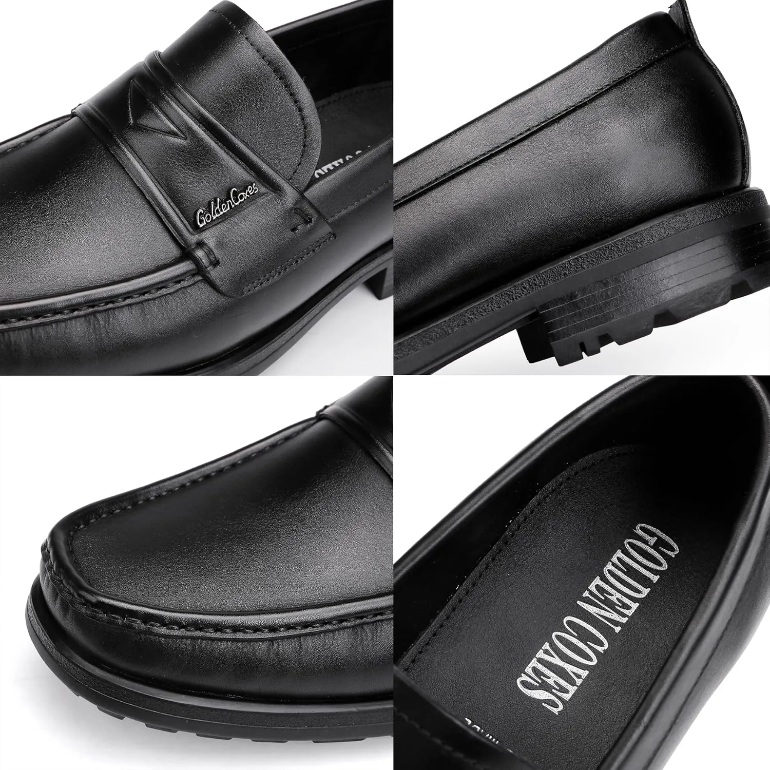Mens Leather Tassel Loafer, Classic Luxury Smooth Upper Tassel Slip-on Penny Loafer for Mens, Black