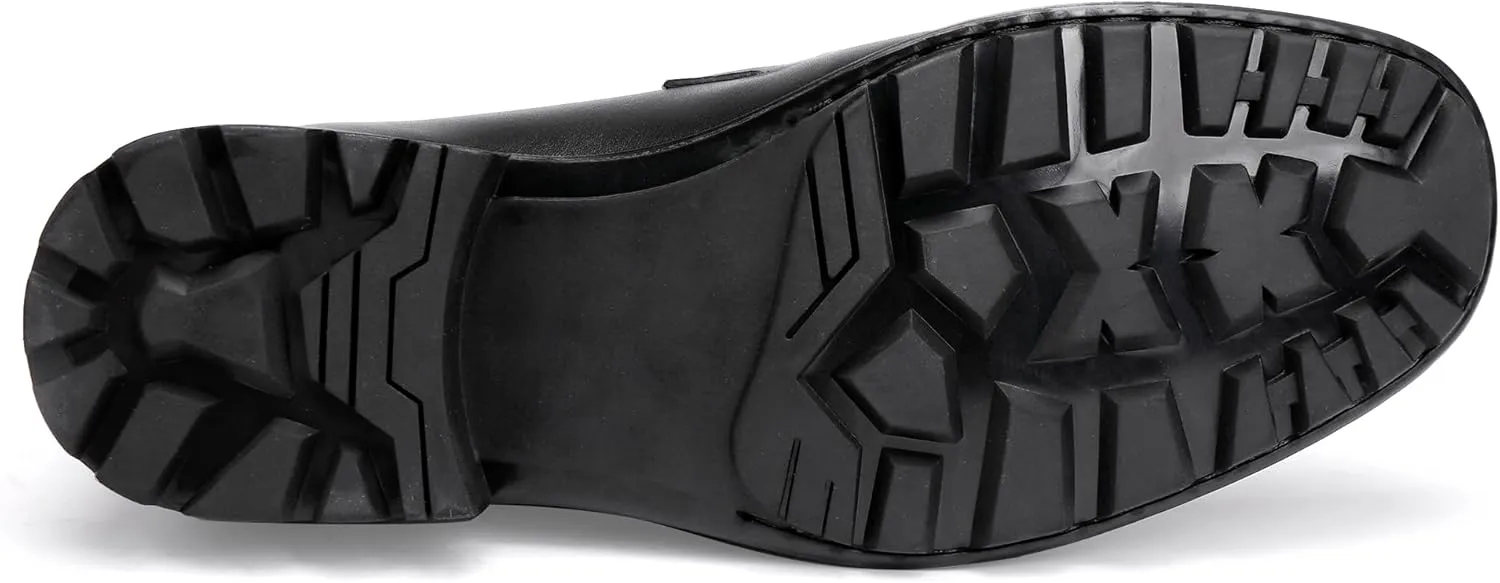 Mens Leather Tassel Loafer, Classic Luxury Smooth Upper Tassel Slip-on Penny Loafer for Mens, Black