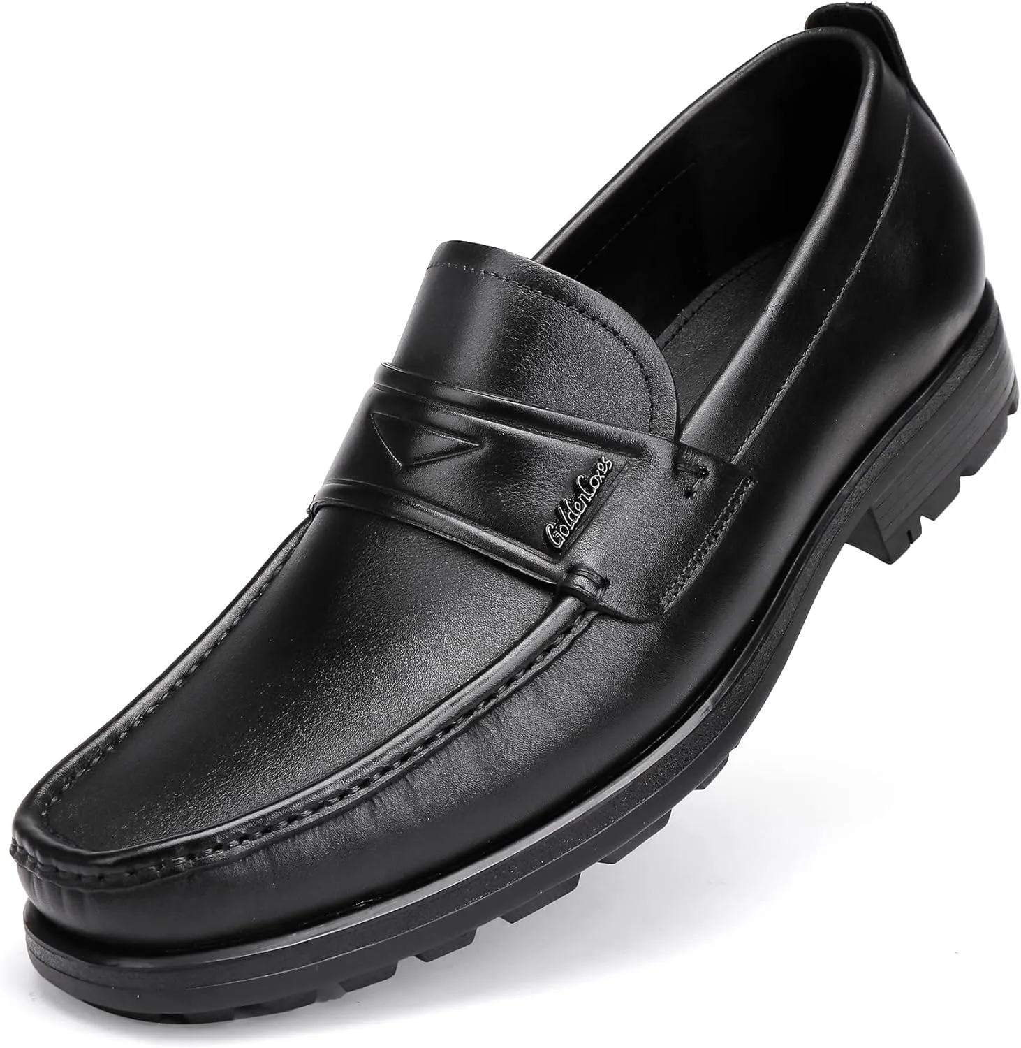 Mens Leather Tassel Loafer, Classic Luxury Smooth Upper Tassel Slip-on Penny Loafer for Mens, Black