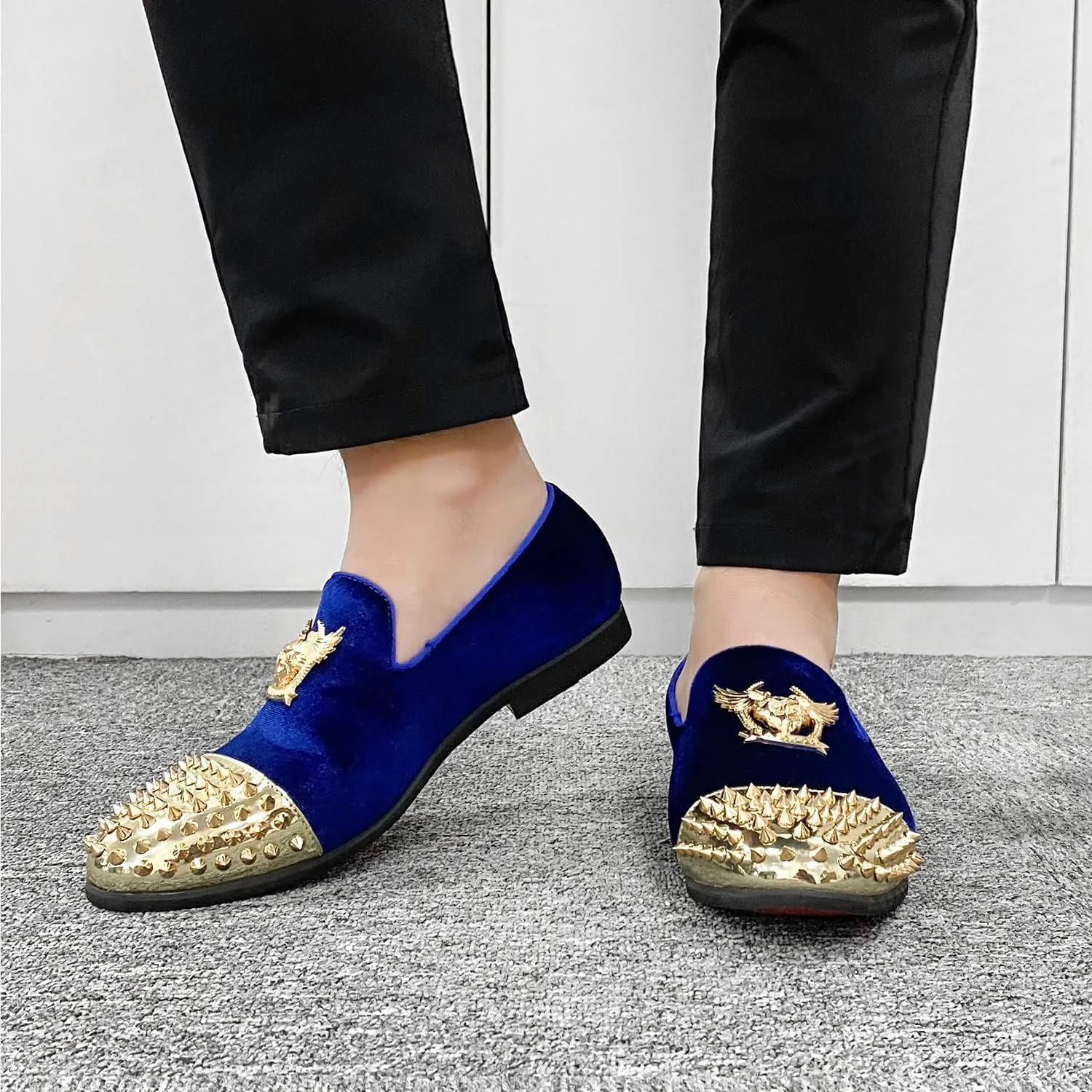 Men's Loafers Vintage Slip on Suede Dress Shoes Velvet Dress Loafers Size 7-13