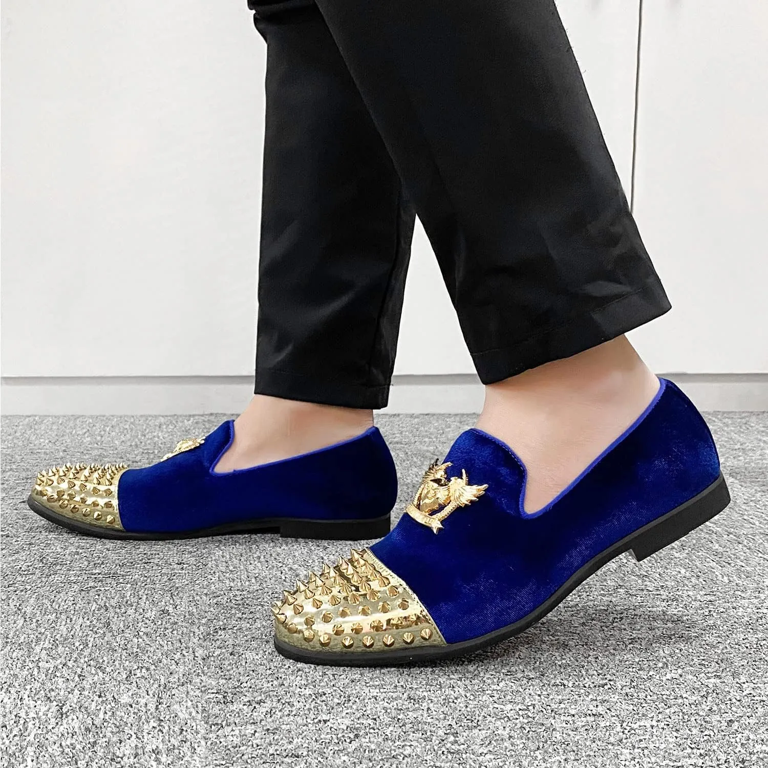 Men's Loafers Vintage Slip on Suede Dress Shoes Velvet Dress Loafers Size 7-13