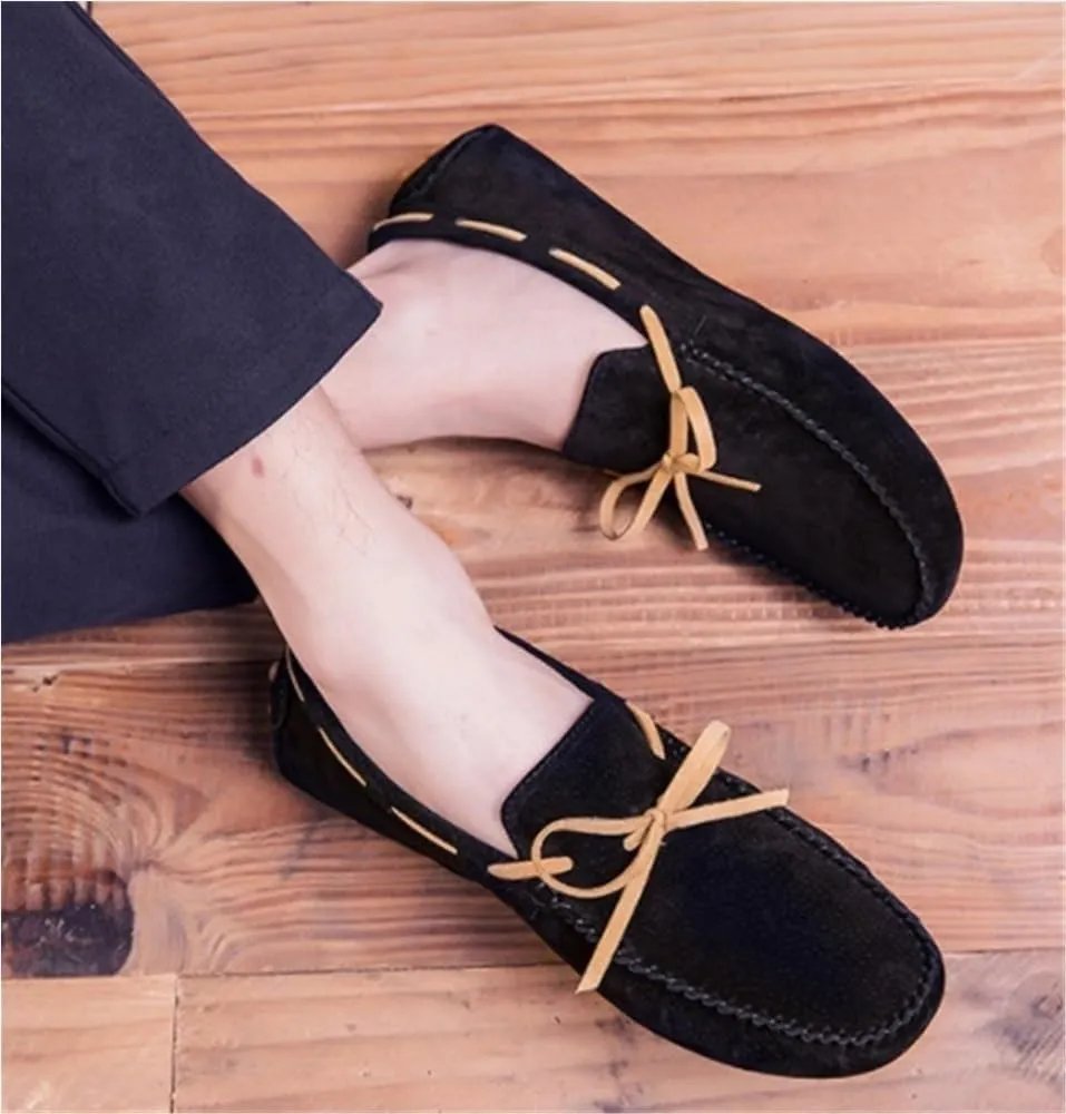 Mens Moccasins Shoes Slip-on Loafers Suede Driving Solid Color Comfortable Fashion Prom Flexible Anti-Slip