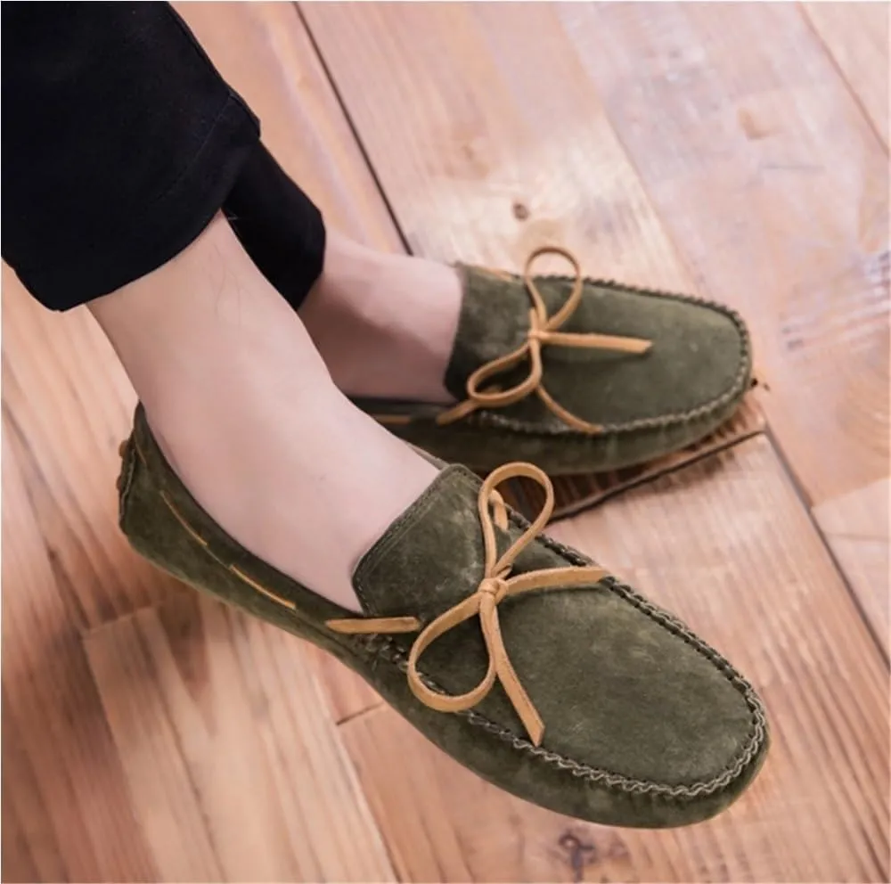 Mens Moccasins Shoes Slip-on Loafers Suede Driving Solid Color Comfortable Fashion Prom Flexible Anti-Slip