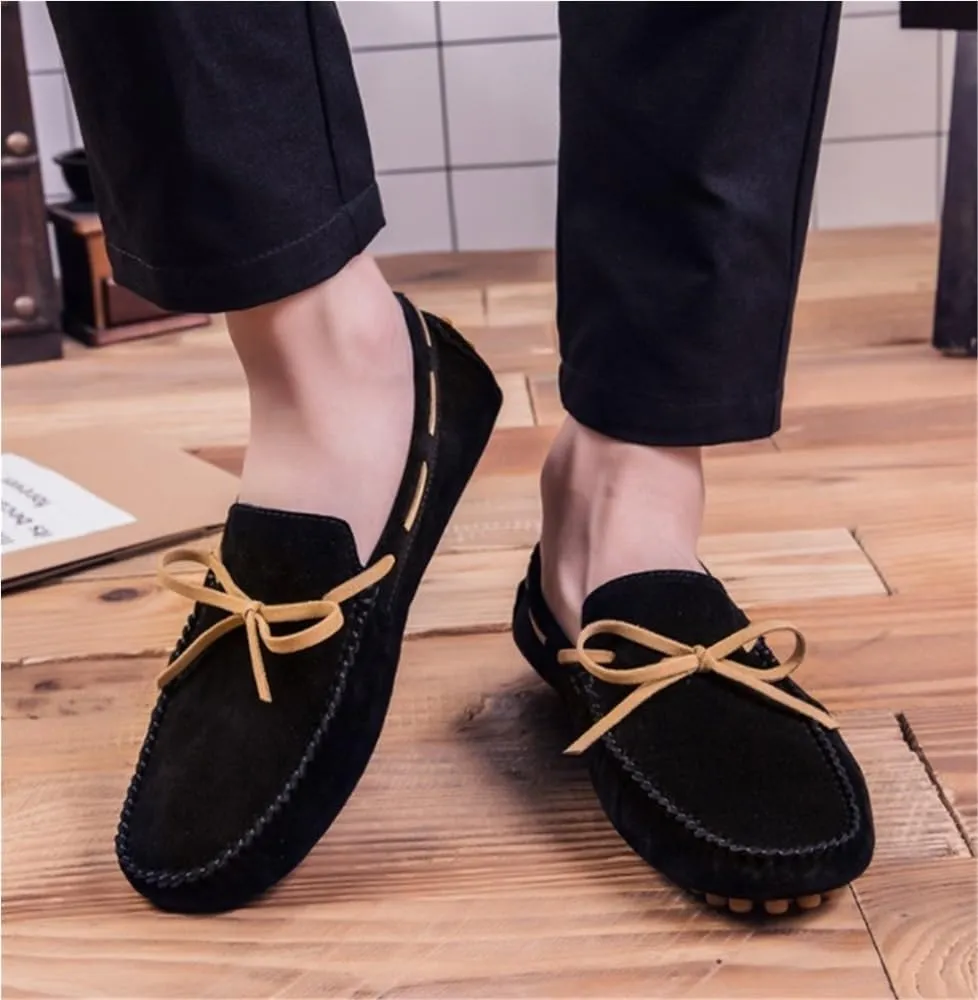 Mens Moccasins Shoes Slip-on Loafers Suede Driving Solid Color Comfortable Fashion Prom Flexible Anti-Slip