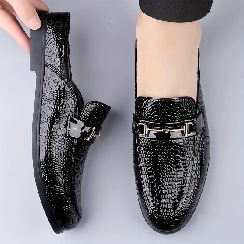 Mens Round Toe Slip On Vintage Formal Shoes With Pu Leather Insole