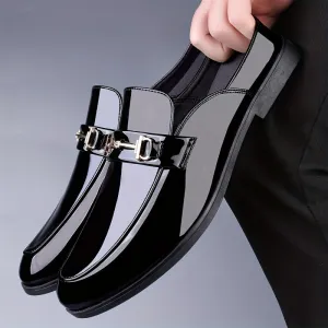 Mens Round Toe Slip On Vintage Formal Shoes With Pu Leather Insole