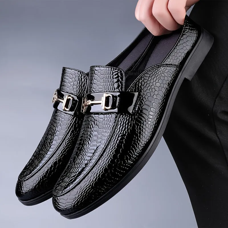 Mens Round Toe Slip On Vintage Formal Shoes With Pu Leather Insole
