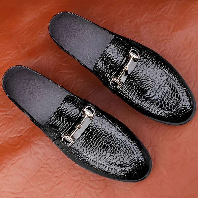 Mens Round Toe Slip On Vintage Formal Shoes With Pu Leather Insole