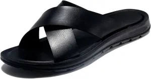Men's Sandals Cross Slides Soft Cushion Footbed Comfort Athletic Slippers Indoor and Outdoor Beach Sandals Quick-Dry