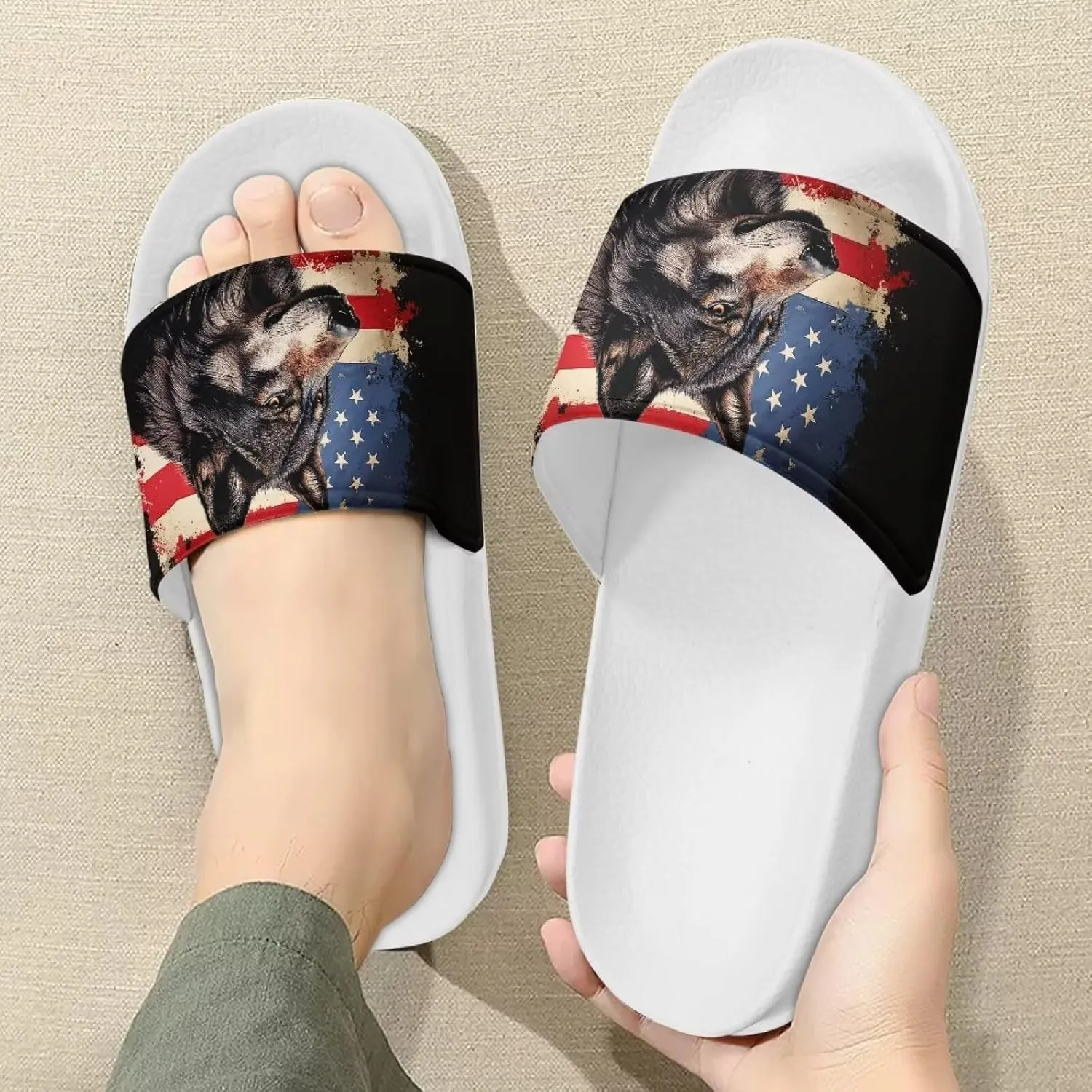 Men’s Slides Breathable Comfort Cushioned Slid-On Beach Pool Sandal Slippers Size 5-14 White Sole