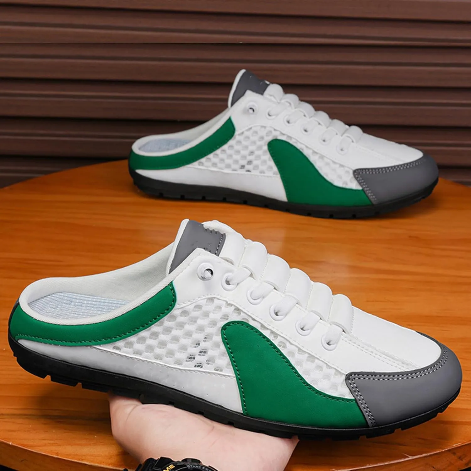 Men's Slip on Mule Sneakers Men Slippers Casual Sports Shoes Low Top Baotou Half Drag Sneakers for Men, Fashionable Mens Slip On Shoes for Spring Summer