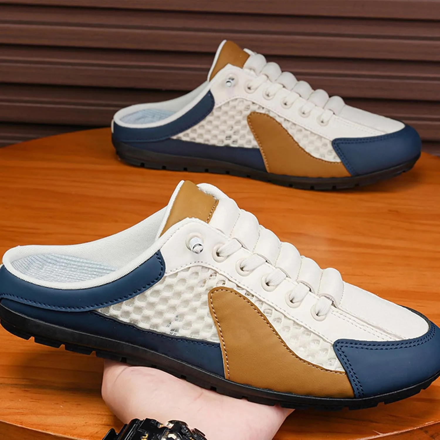Men's Slip on Mule Sneakers Men Slippers Casual Sports Shoes Low Top Baotou Half Drag Sneakers for Men, Fashionable Mens Slip On Shoes for Spring Summer