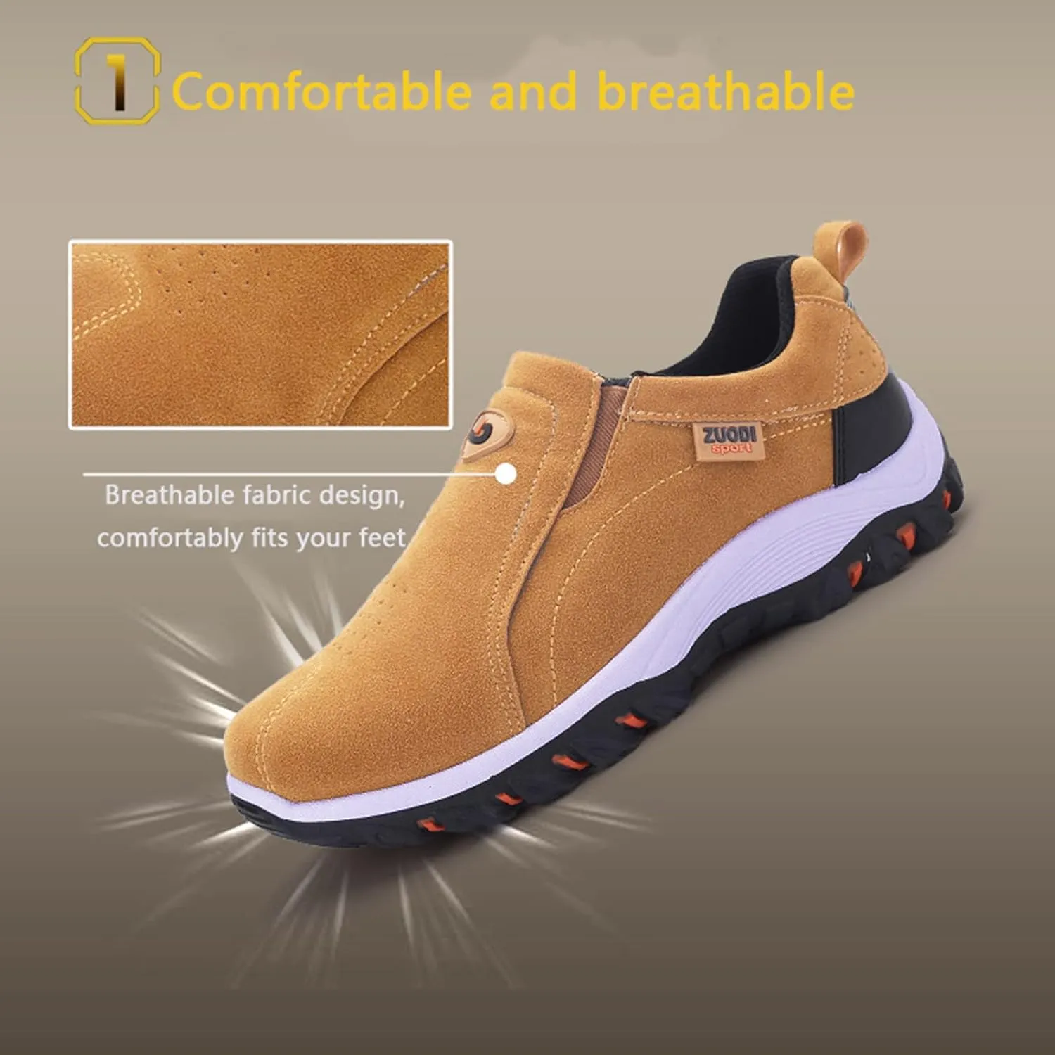 Men's Solid Color Round Toe Running Walking Sports Walking Slip On Shoes Mens Running Shoes Men's Athletic Sneaker New