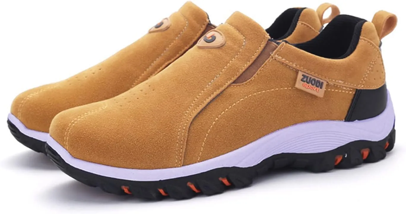 Men's Solid Color Round Toe Running Walking Sports Walking Slip On Shoes Mens Running Shoes Men's Athletic Sneaker New