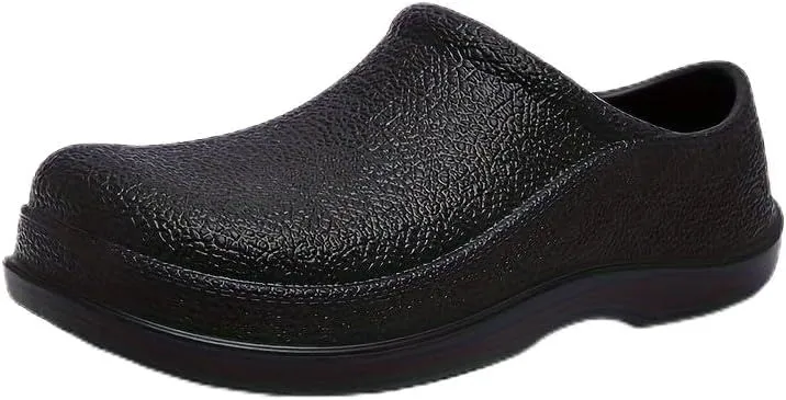Men's Solid Colour Slip On Waterproof & Oil Proof Chef Shoes, Comfy Non Slip Casual Durable EVA Kitchen Shoes for Men's Indoor Outdoor Activities