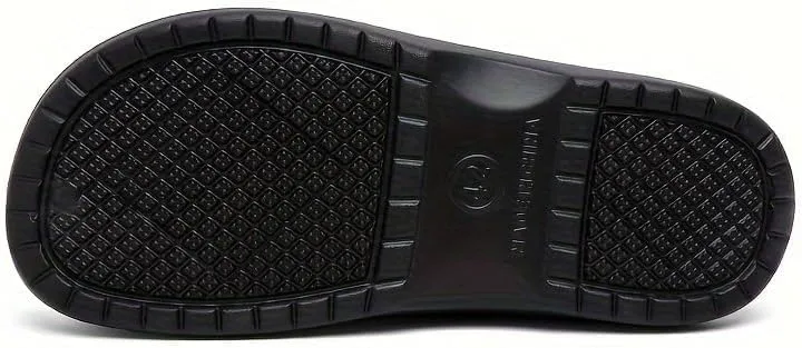 Men's Solid Colour Slip On Waterproof & Oil Proof Chef Shoes, Comfy Non Slip Casual Durable EVA Kitchen Shoes for Men's Indoor Outdoor Activities