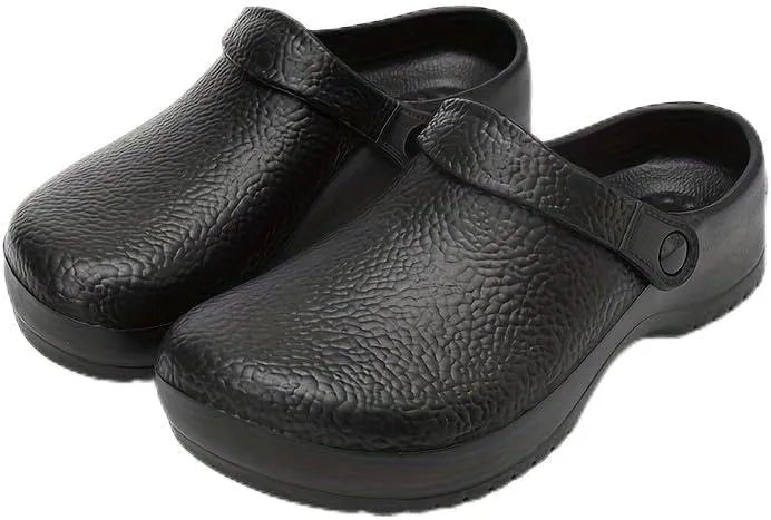 Men's Solid Slip On & Oil Proof Hollow Out Chef Shoes, Comfy Non Slip Casual Safety Clogs for Men's Outdoor Activities