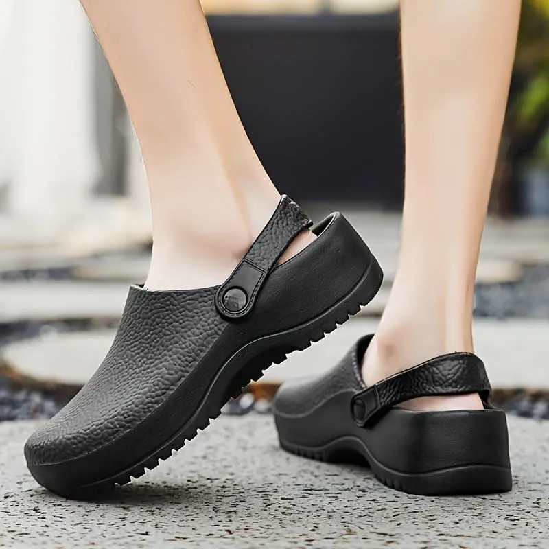 Men's Solid Slip On & Oil Proof Hollow Out Chef Shoes, Comfy Non Slip Casual Safety Clogs for Men's Outdoor Activities