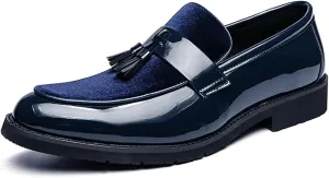 Men's Suede Chunky Heel Penny Loafers Classic Tassel Non-Slip Slip-On Business Wedding Formal Shoes Work Party Luxury Shoes