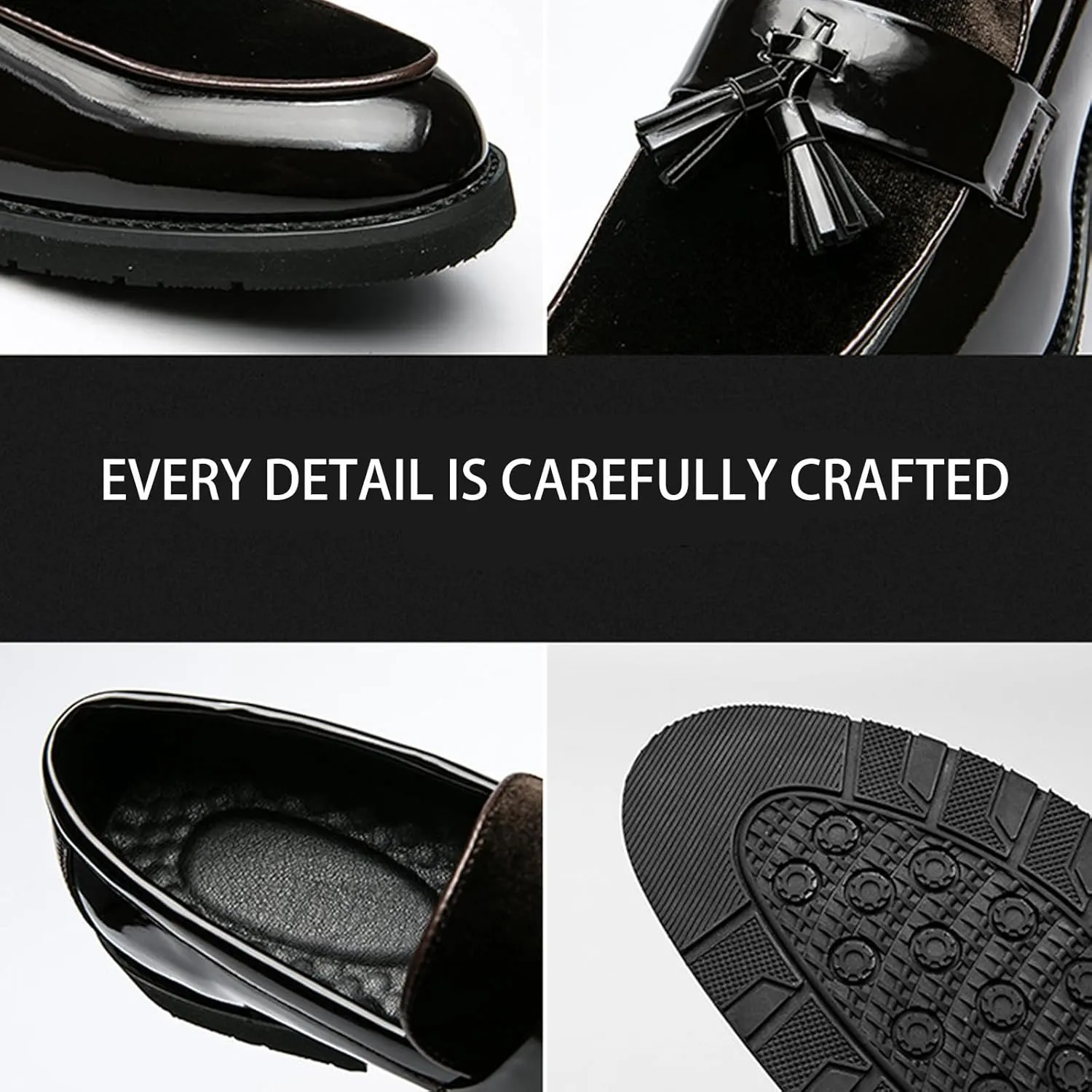 Men's Suede Chunky Heel Penny Loafers Classic Tassel Non-Slip Slip-On Business Wedding Formal Shoes Work Party Luxury Shoes