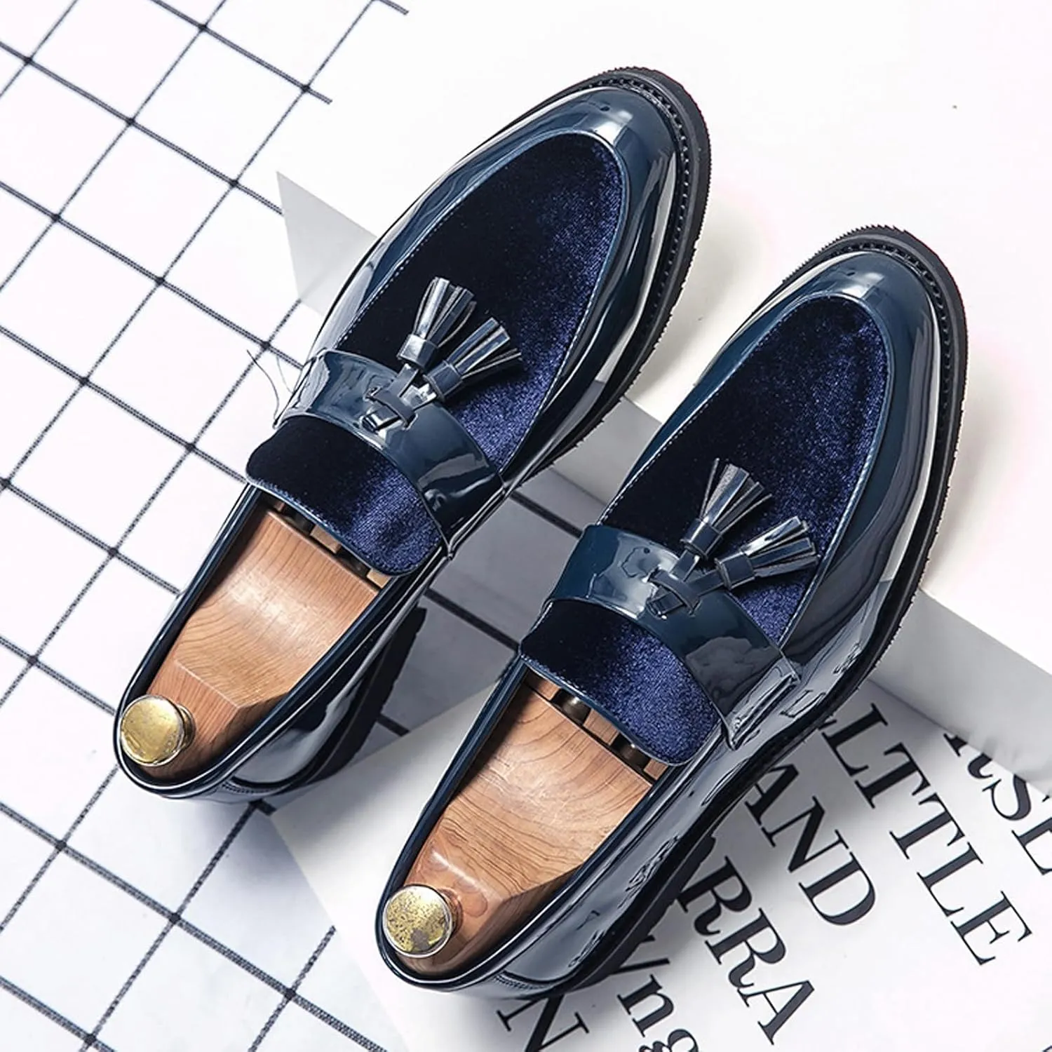Men's Suede Chunky Heel Penny Loafers Classic Tassel Non-Slip Slip-On Business Wedding Formal Shoes Work Party Luxury Shoes