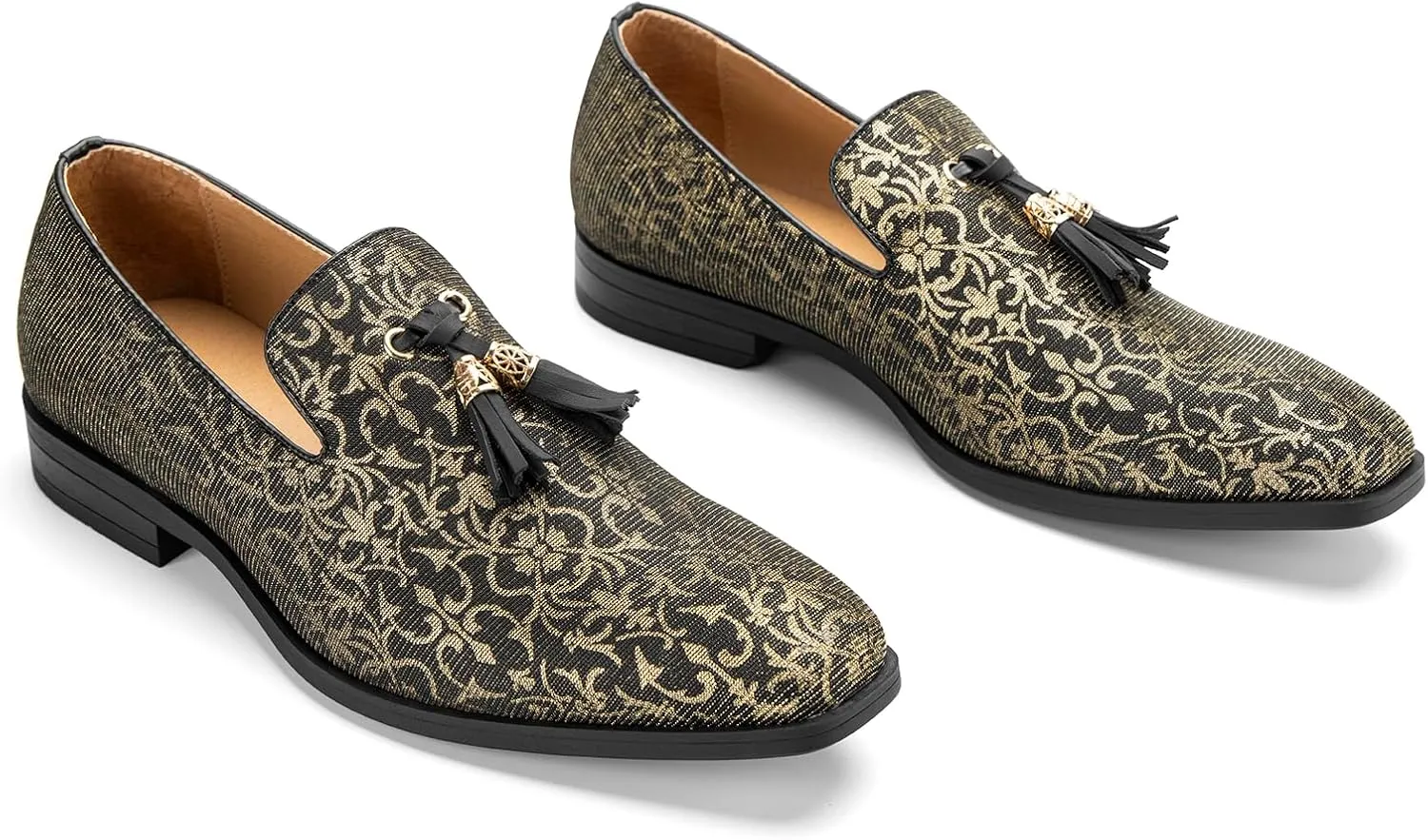 Men's Vintage Velvet Embroidery Noble Loafer Shoes Slip-on Loafer Smoking Slipper Tassel Loafer