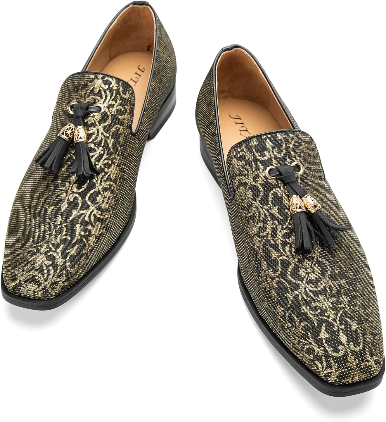 Men's Vintage Velvet Embroidery Noble Loafer Shoes Slip-on Loafer Smoking Slipper Tassel Loafer