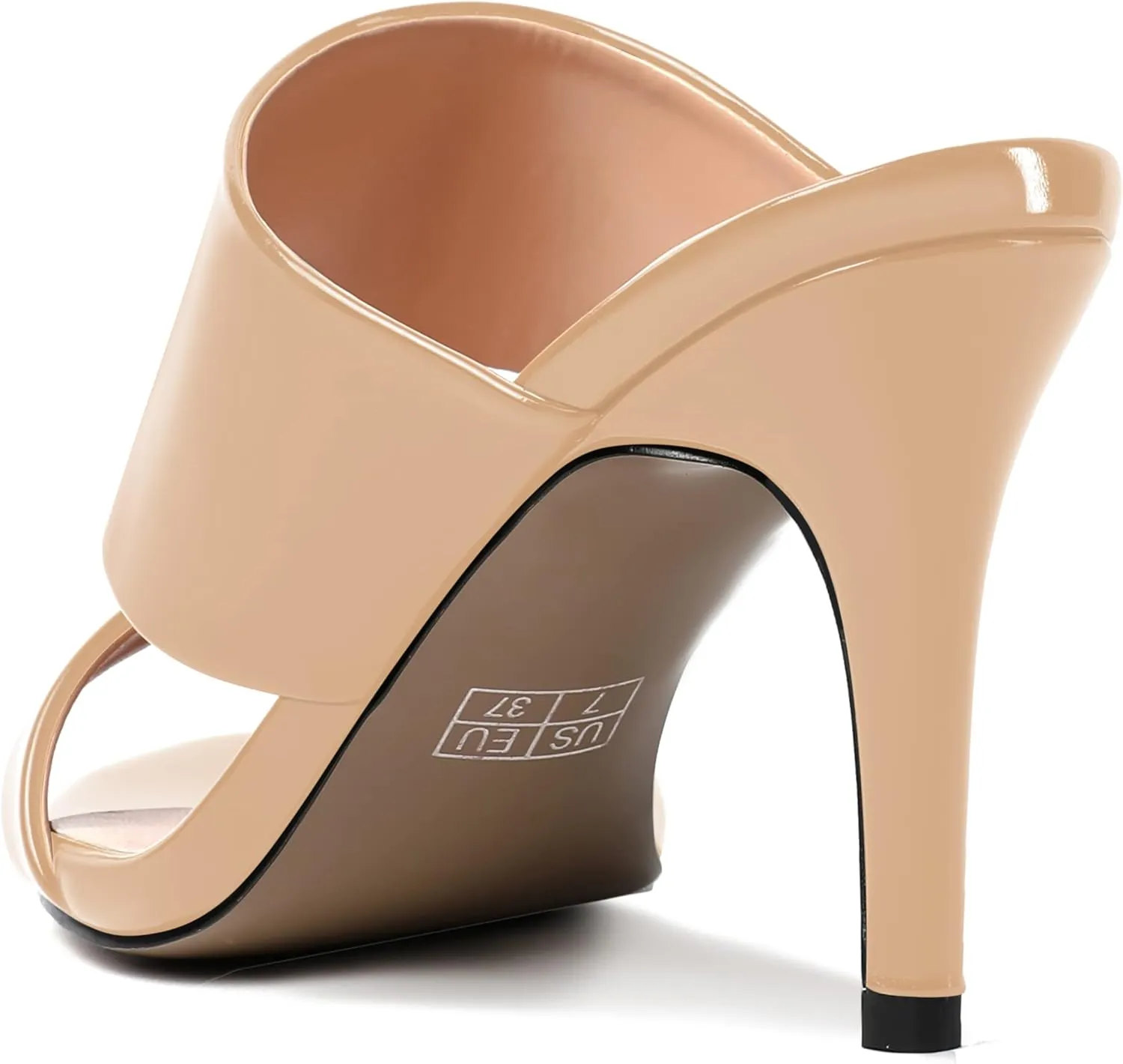 MERRORI Women's Slip On Sexy Party Open Toe Heeled Mule Patent Stiletto High Heel Heeled Sandals 3.3 Inch