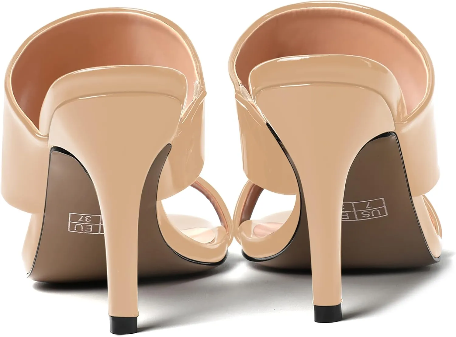 MERRORI Women's Slip On Sexy Party Open Toe Heeled Mule Patent Stiletto High Heel Heeled Sandals 3.3 Inch