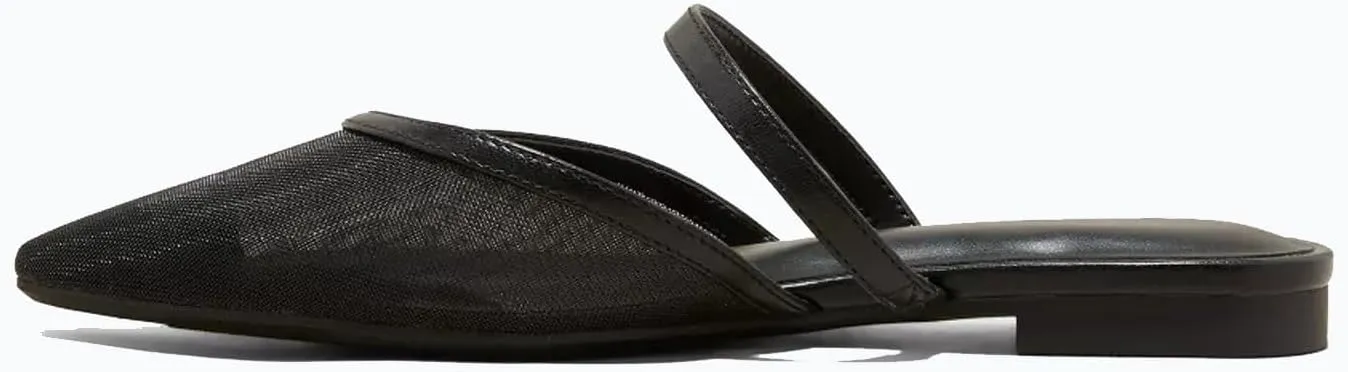 Mesh Mules for Women Comfy Raffia Woven Strap Closed Pointed Toe Mule Flats Casual Slip on Dress Slides Flats