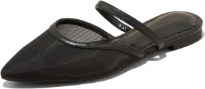 Mesh Mules for Women Comfy Raffia Woven Strap Closed Pointed Toe Mule Flats Casual Slip on Dress Slides Flats