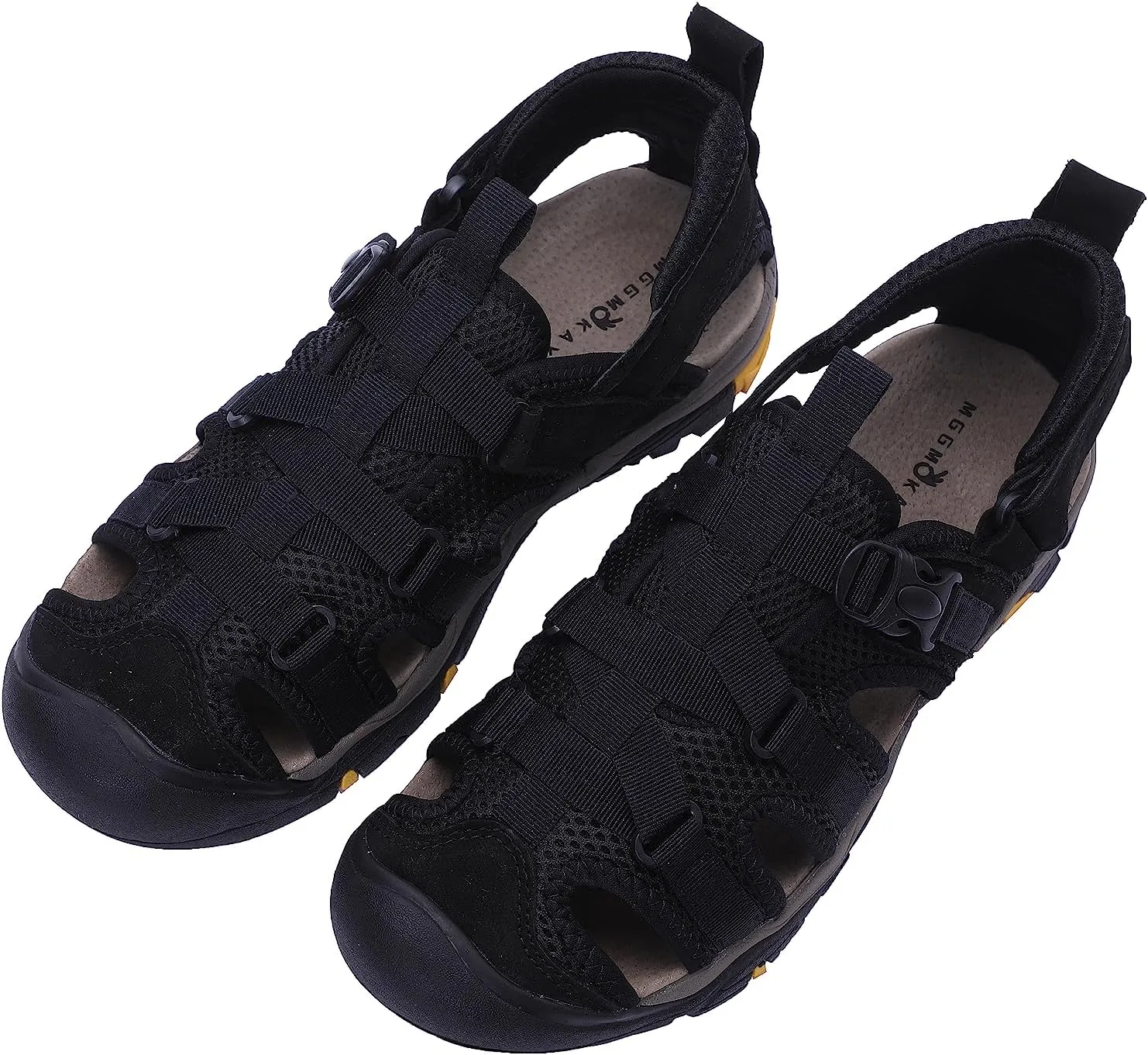 MGGMOKAY Men's Leather Closed Toe Sandals For Hiking Walking Water Beach Athletic Outdoor Fisherman Sandal