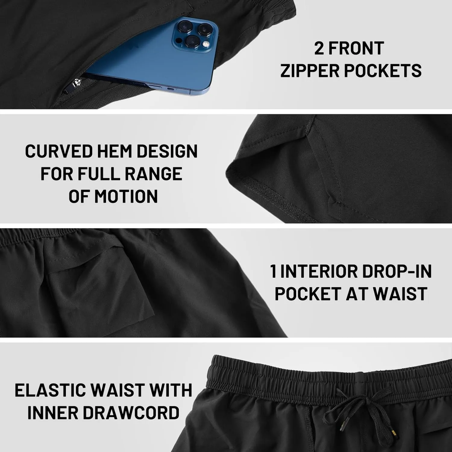 MIER Men's Workout Running Shorts Quick Dry Active 5 Inches Shorts with Pockets, Lightweight, Breathable