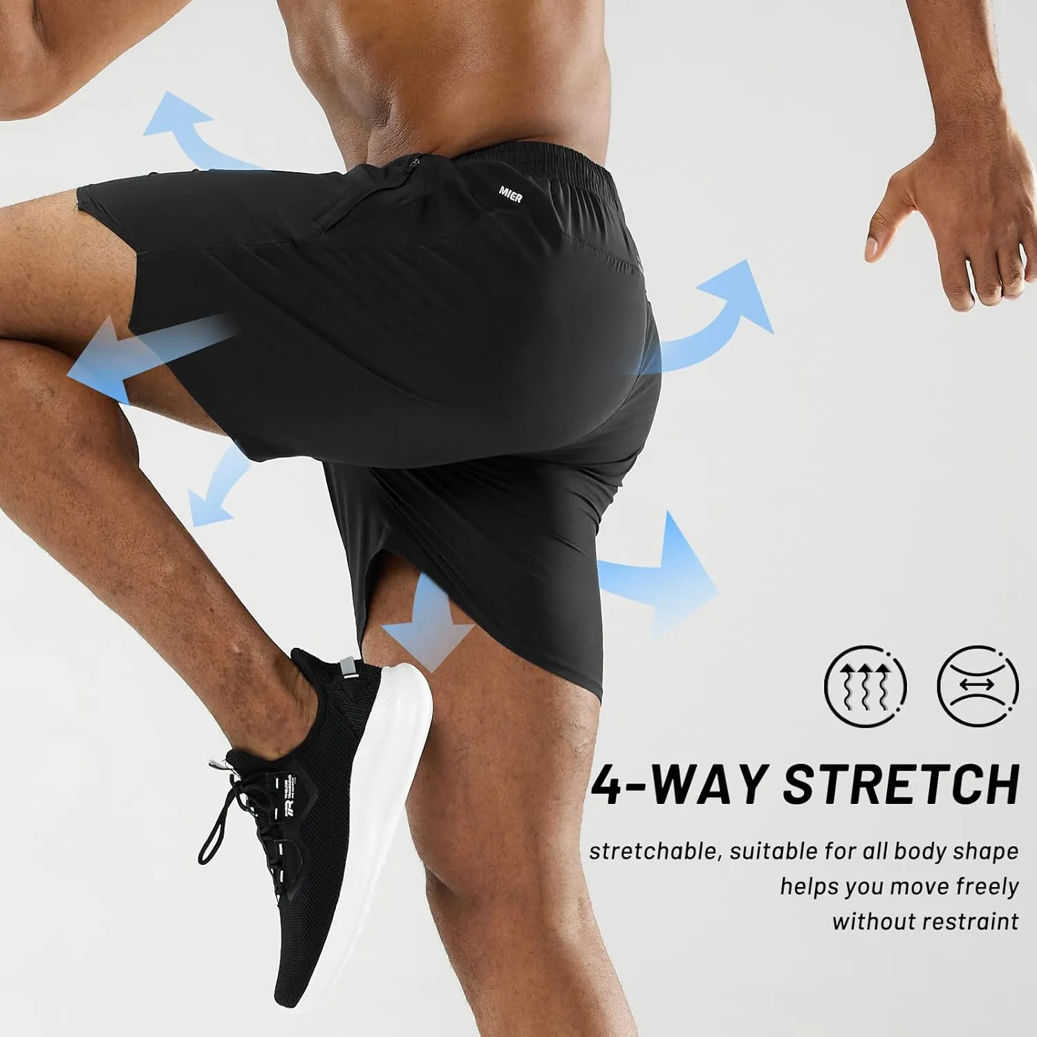 MIER Men's Workout Running Shorts Quick Dry Active 5 Inches Shorts with Pockets, Lightweight, Breathable