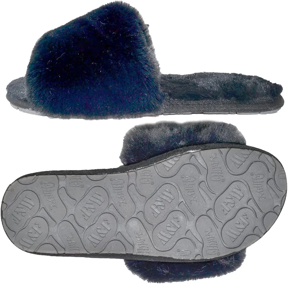 Millffy Women Fluffy Ladies Slippers Faux Wool Fuzzy Slippers Chic Luxurious Open Toed Soft Fur Slippers