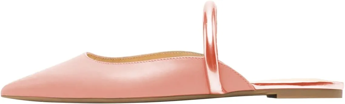 Milooey shoes Women Comfortable Closed Pointed Toe Flat Mule Strappy Slip On Sandal Backless Loafer Party Dress Casual Shoes Size 4-16 Us