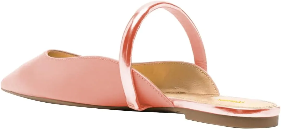 Milooey shoes Women Comfortable Closed Pointed Toe Flat Mule Strappy Slip On Sandal Backless Loafer Party Dress Casual Shoes Size 4-16 Us