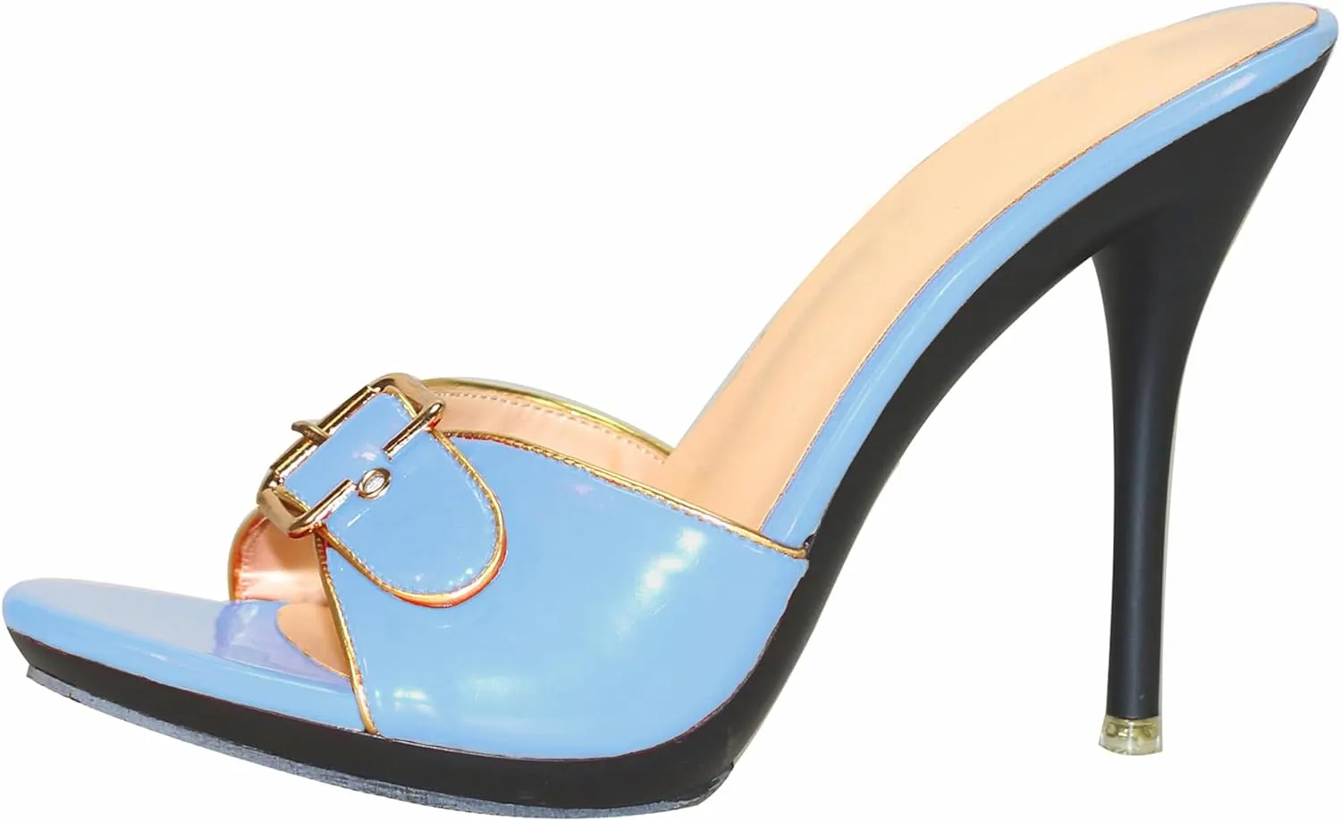 Minishion Women Mule Sandals Heels with Buckle Slip-on Summer Casual Dress Shoes