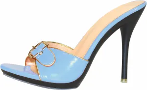 Minishion Women Mule Sandals Heels with Buckle Slip-on Summer Casual Dress Shoes