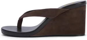miss left Women Fashion Open Round Toe Flip Flops Wedge High Heel Slip on Mule Comfortable Summer Beach Casual Daily Slippers Size 4-16 US