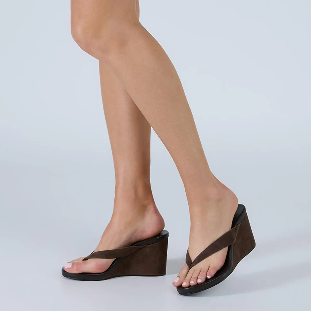 miss left Women Fashion Open Round Toe Flip Flops Wedge High Heel Slip on Mule Comfortable Summer Beach Casual Daily Slippers Size 4-16 US