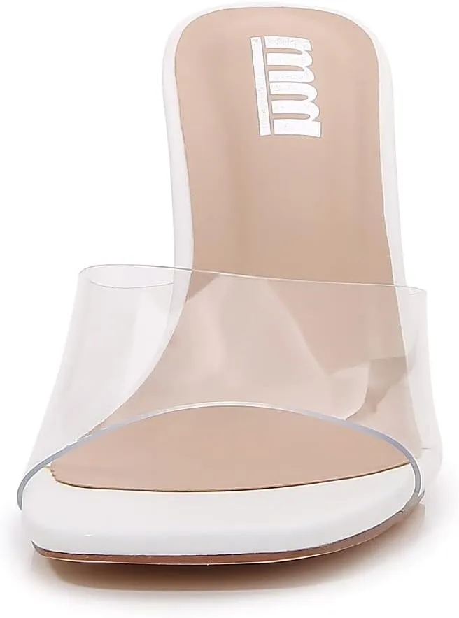 mm Women Muti Style Single braided and Transparent Strap High 4 inch Chunky Heeled Open Toe Sandals