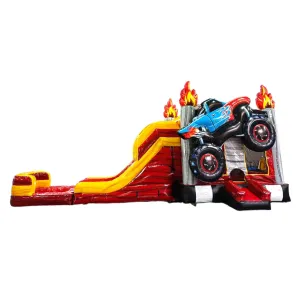 Monster Truck Dual Lane Bounce House with Slide (Wet/Dry)