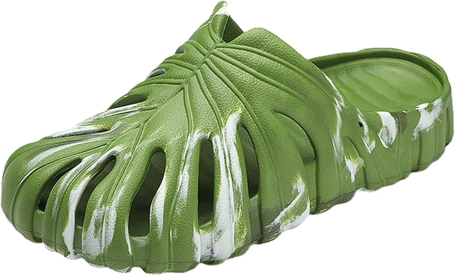 Monstera Slippers, Variegated Monstera Shoes, Non-Slip Soft Lightweight Bathroom Slides Unisex
