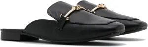 MOOMMO Classic Woman Slip On Flats Mules Retro Buckle Square Toe Mule Shoes Flat Heel Slides Loafer Sandals Comfort Matte Leather Backless Closed Toe Dress Slipper Casual Office 4-13 M US