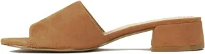 MOOMMO Women Chunky Heel Mules Peep Toe Slip On Backless Block Heels 2 inch Mid Heeled Mule Shoes Suede Comfortable Slides heels Round Open Toe Dress Shoes Office Casual 4-11 US