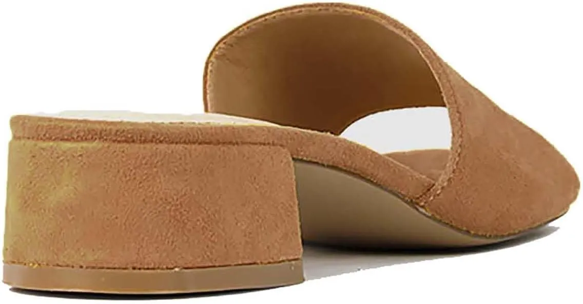 MOOMMO Women Chunky Heel Mules Peep Toe Slip On Backless Block Heels 2 inch Mid Heeled Mule Shoes Suede Comfortable Slides heels Round Open Toe Dress Shoes Office Casual 4-11 US