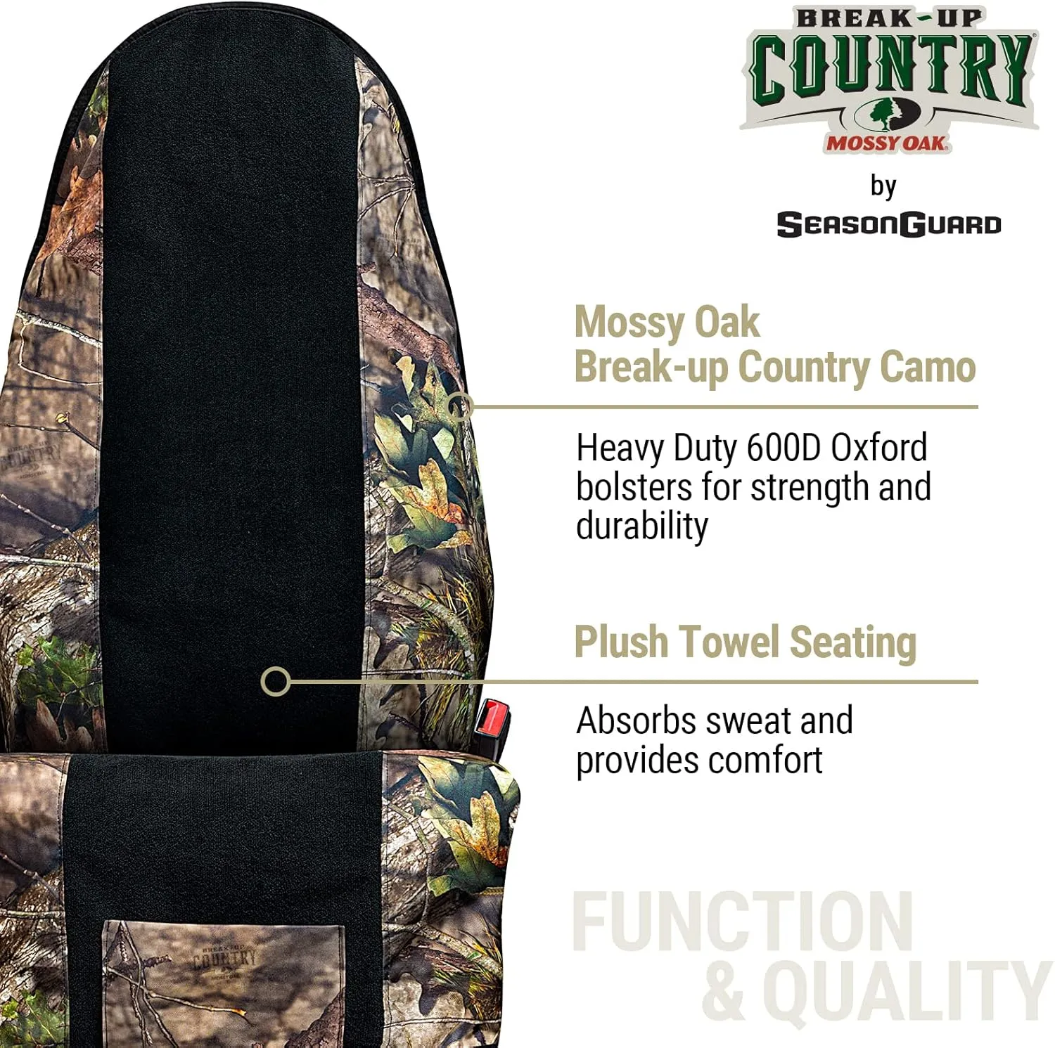 Mossy Oak Camo Car Seat Cover Towel Protector; Great for After Gym Workouts, Dogs, Kids, and Outdoor Activities; Universal Fit for Cars SUVs MiniVans Trucks, EZ fit, Non Slip Grip, 2pc