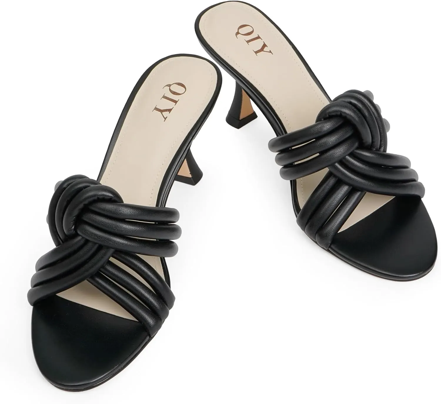 Mule Heels for Women Slip On Heeled Knot Sandals for Women Wedding Dressy Shoes