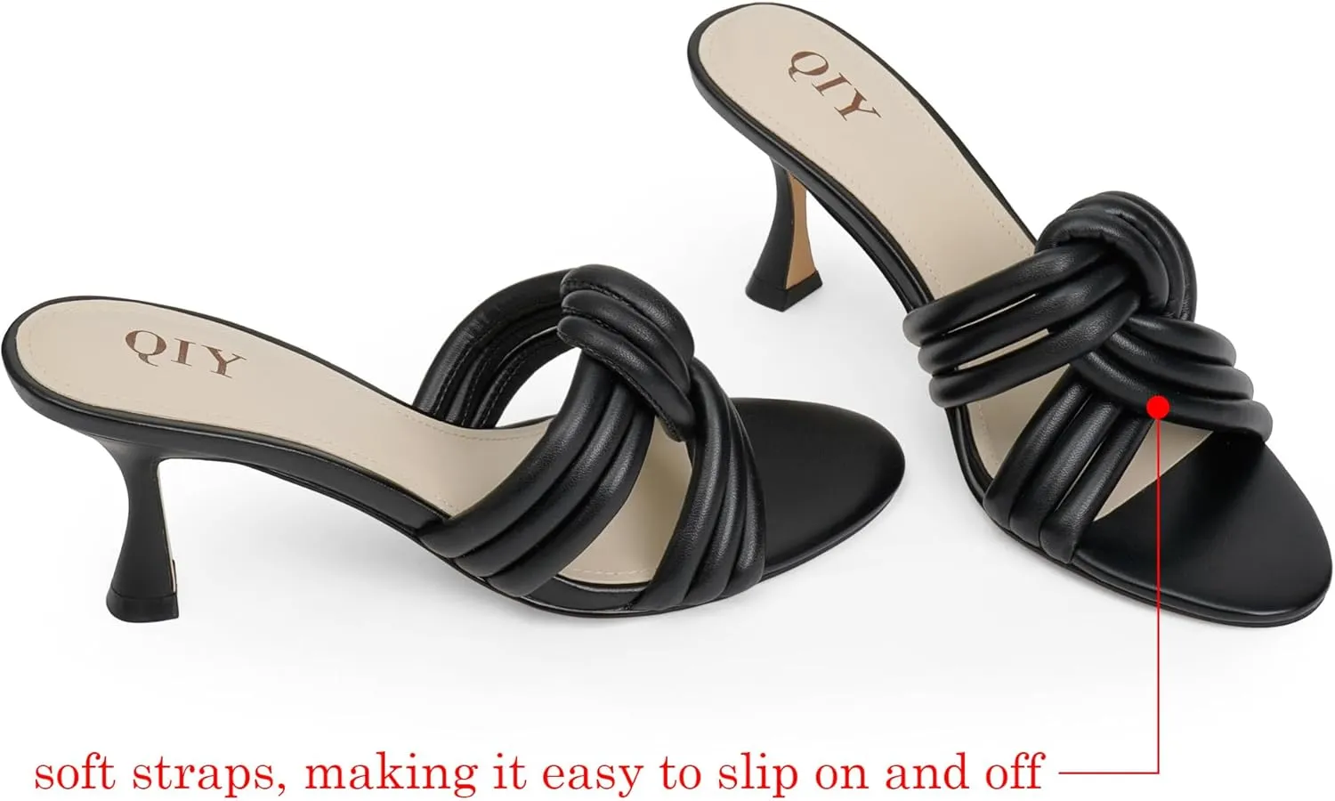 Mule Heels for Women Slip On Heeled Knot Sandals for Women Wedding Dressy Shoes